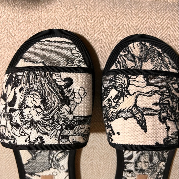 Canvas Embroidered Toile De Jouy Chez Moi Sandal - Picture 2 of 7